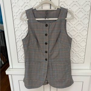 ANTHROPOLOGIE Halsey Plaid Slim Button-Front Plaid Vest.